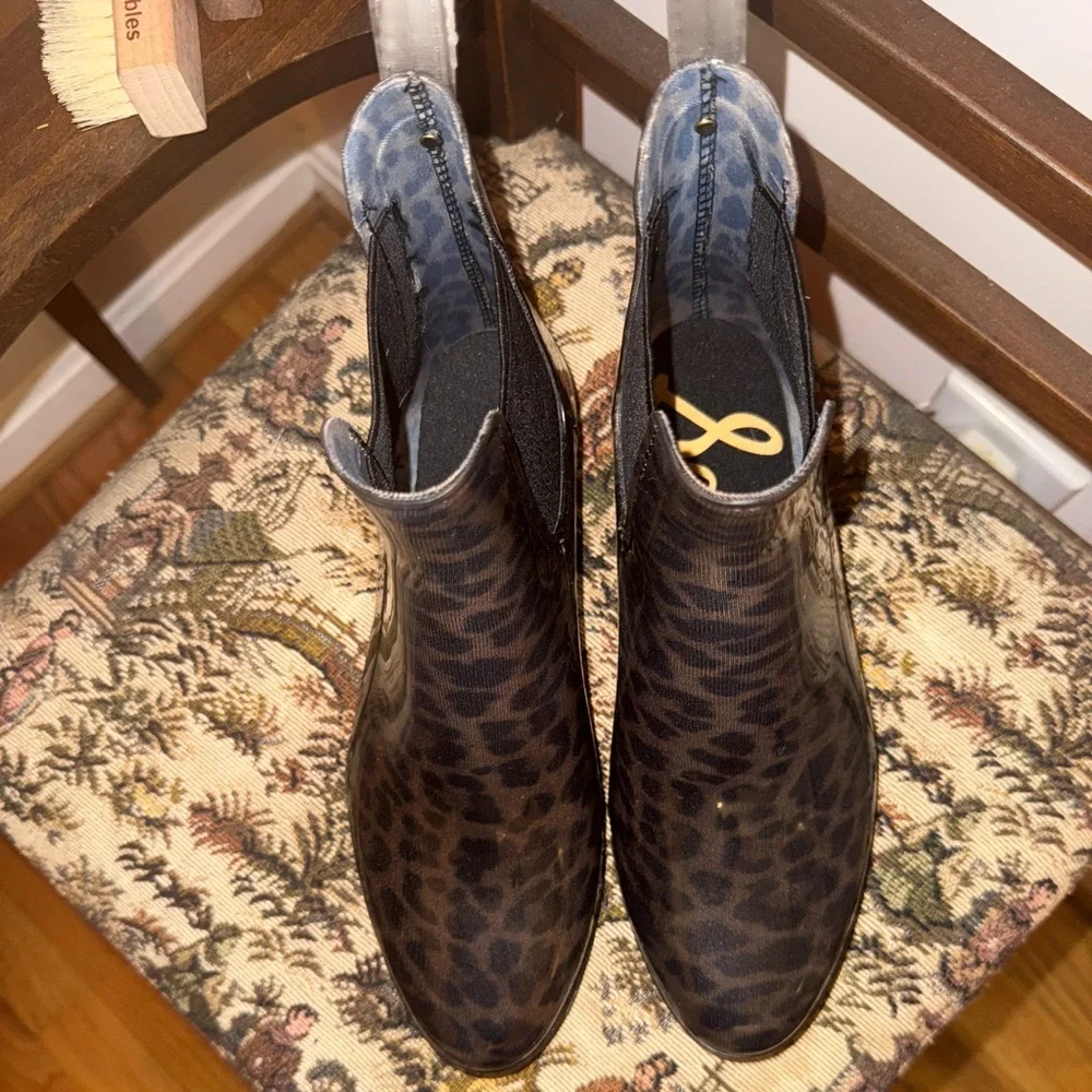Sam Edelman Tinsley Leopard Print Chelsea Rain Boots | Size 7